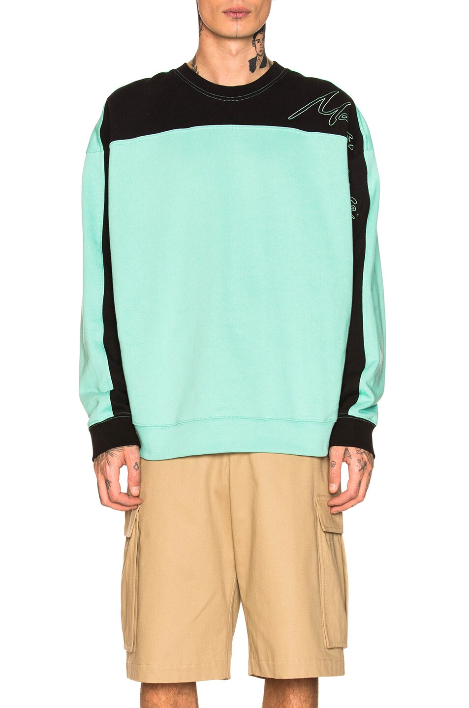 Image 1 of Martine Rose Collapsed Crew in Mint Green