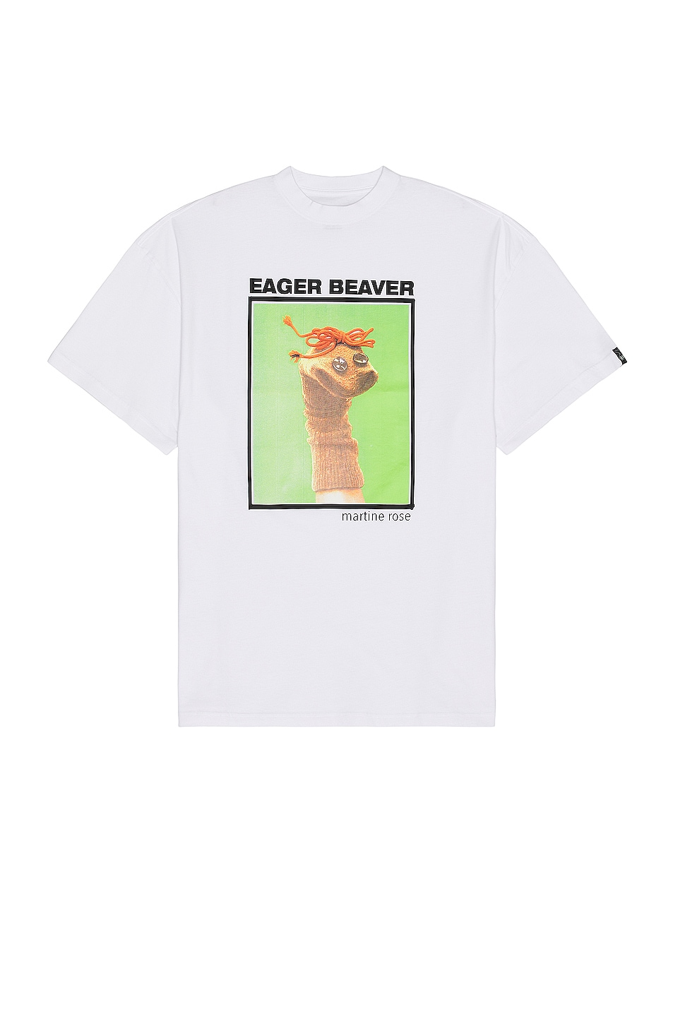Image 1 of Martine Rose Boxy Oversized T-shirt in White & Green Eager Beaver