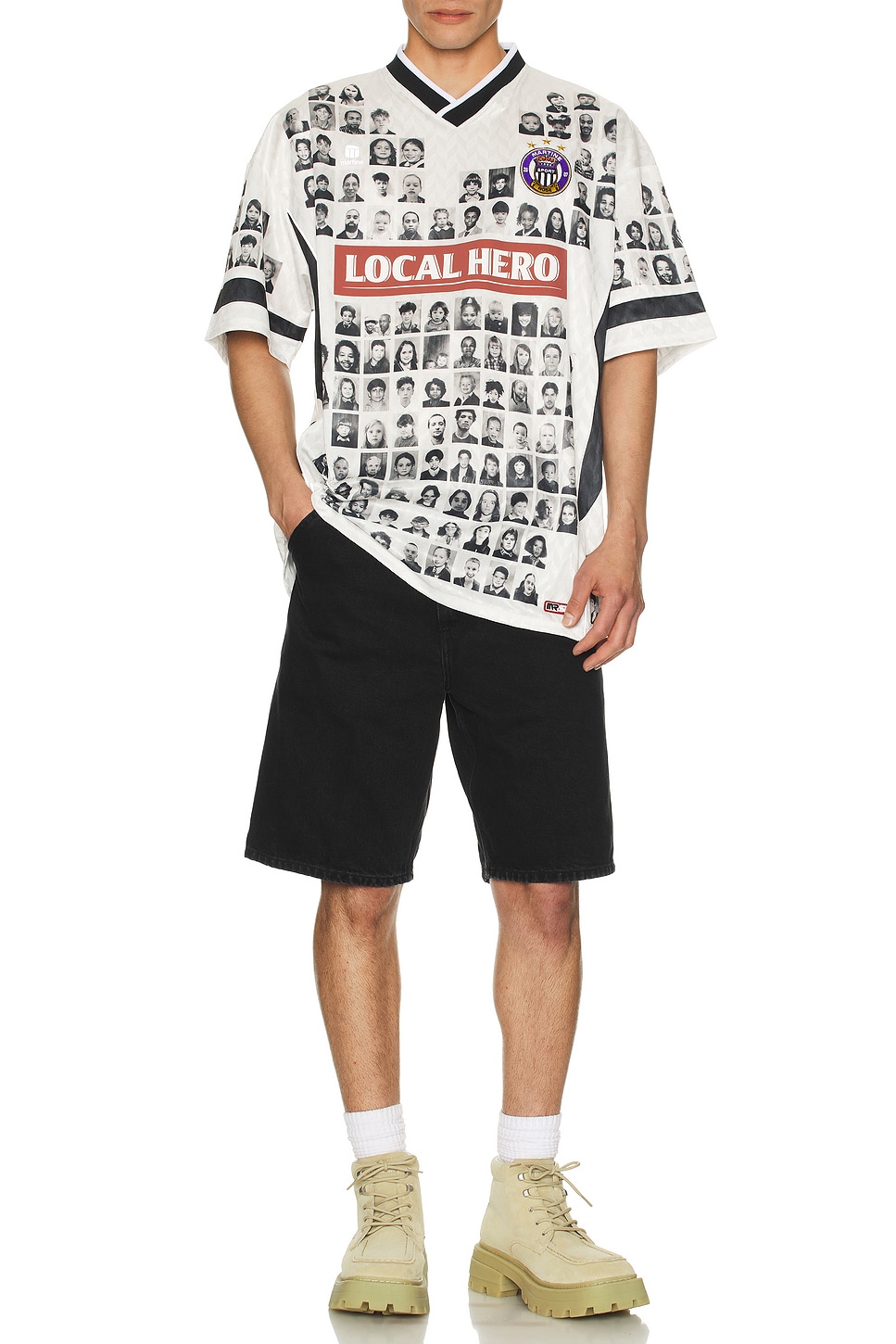 Image 1 of Martine Rose Printed Football Top in White Faces