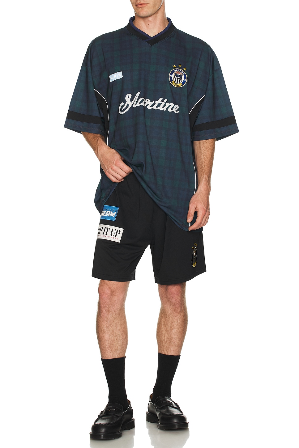Image 1 of Martine Rose Football Shirt in Black Tartan
