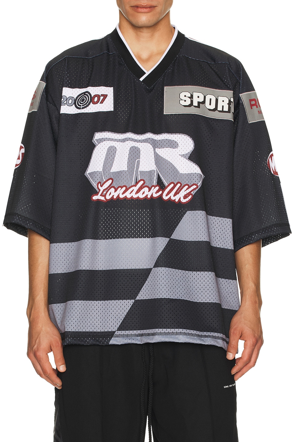 Image 1 of Martine Rose Oversized Hockey Top in Black & Grey