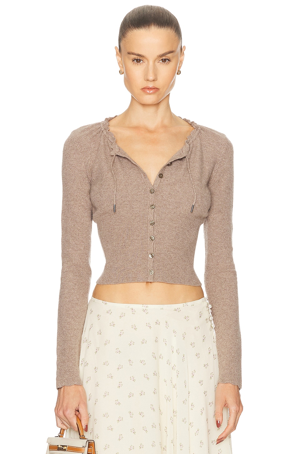 Image 1 of Mirror Palais Drawstring Cardigan in Kitten Grey