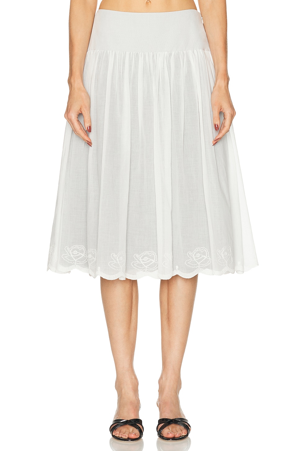 Petal Lady Length Skirt in White