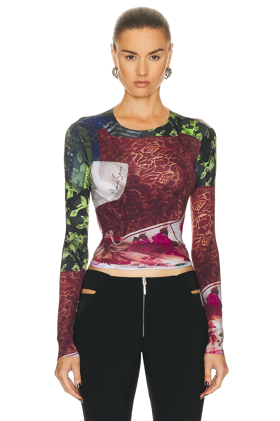 Image 1 of Marine Serre Scarves Print Recycled Second Skin Top in Multi