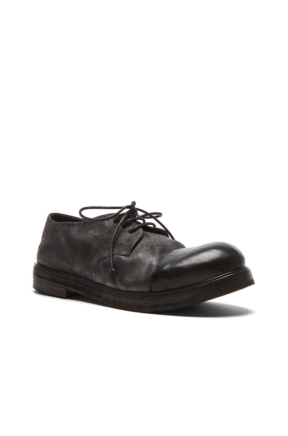 Image 1 of Marsell Cap Toe Leather Dress Shoes in Black
