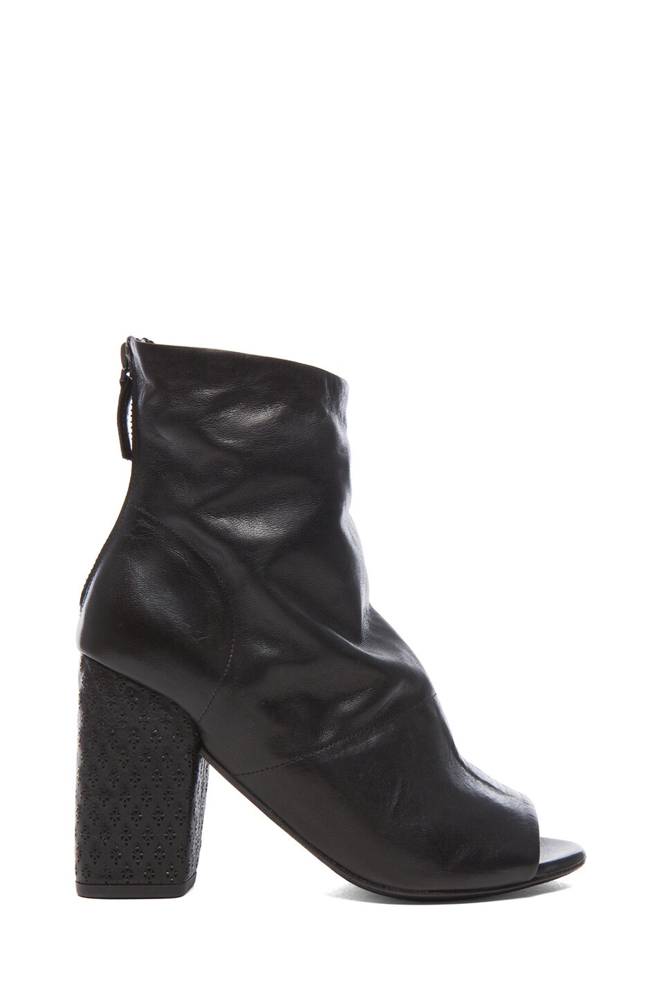 Image 1 of Marsell Open Toe Leather Ankle Booties in Black
