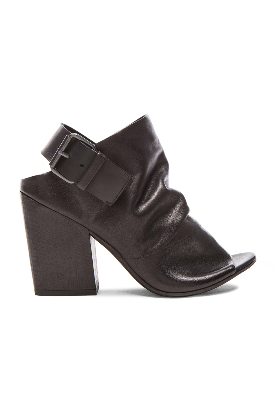 Image 1 of Marsell Buckled Peep Toe Leather Booties in Black