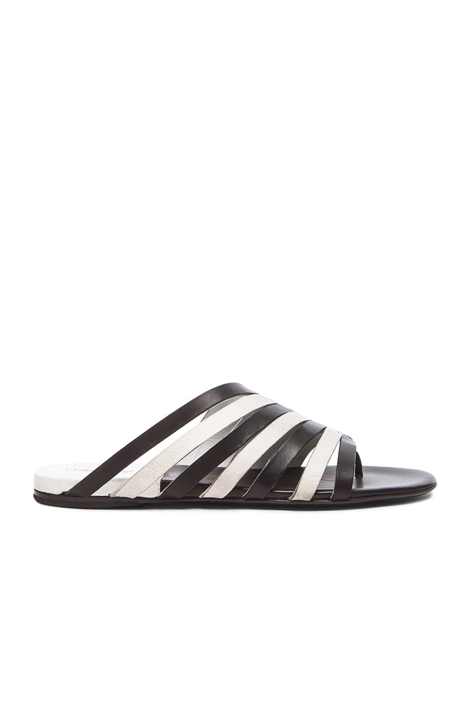 Image 1 of Marsell Flat Multi Strap Leather Sandals in Black & White