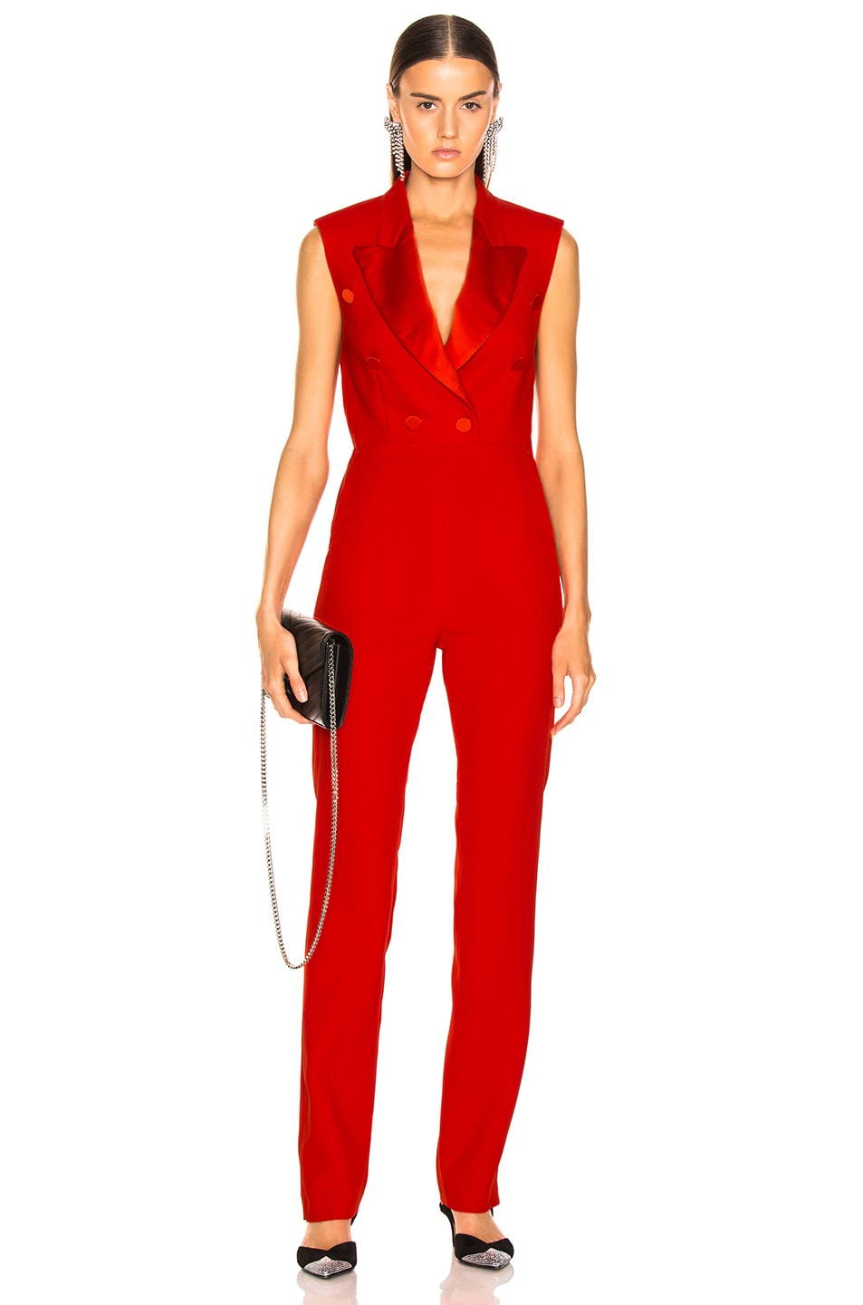 Image 1 of MSGM Enverse Satin Jumpsuit in Red