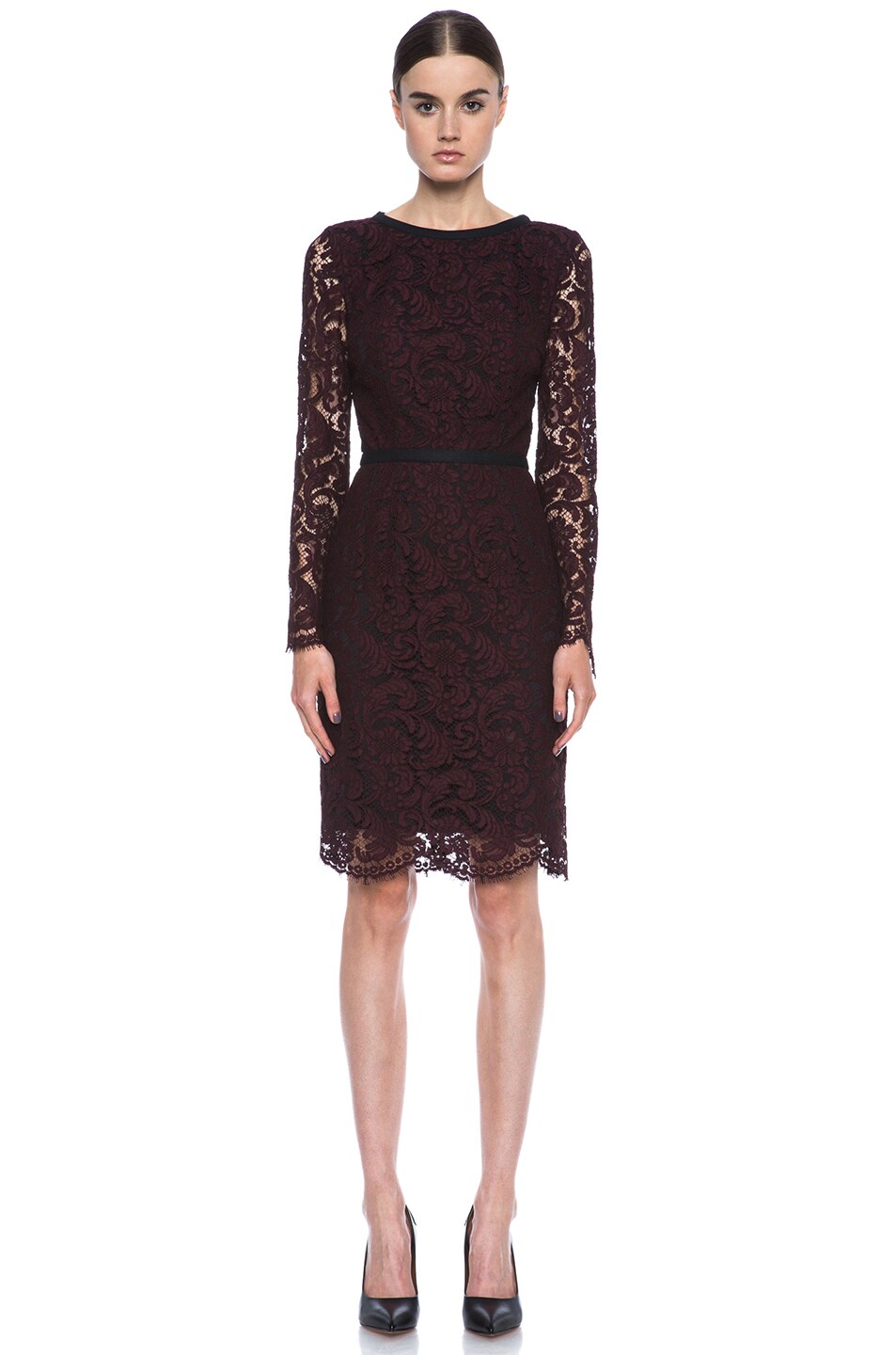 Image 1 of MSGM Lace Knit Dress in Burgundy
