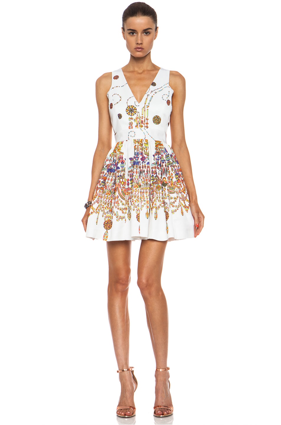 Image 1 of MSGM Jeweled Cotton-Blend Printed Tank Dress in White