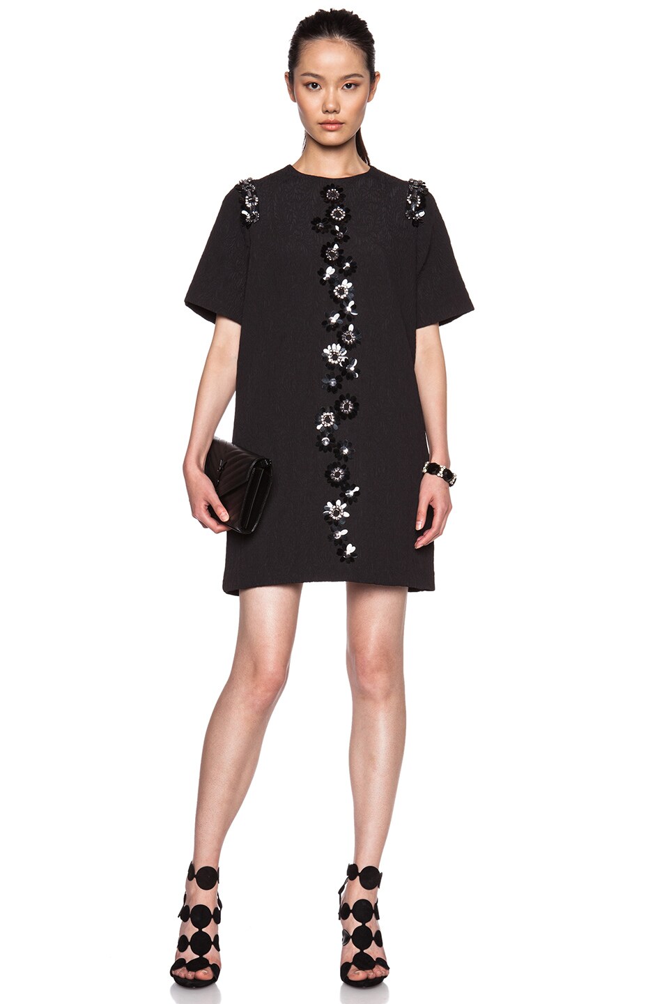 Image 1 of MSGM Embroidered Acetate-Blend Dress in Black