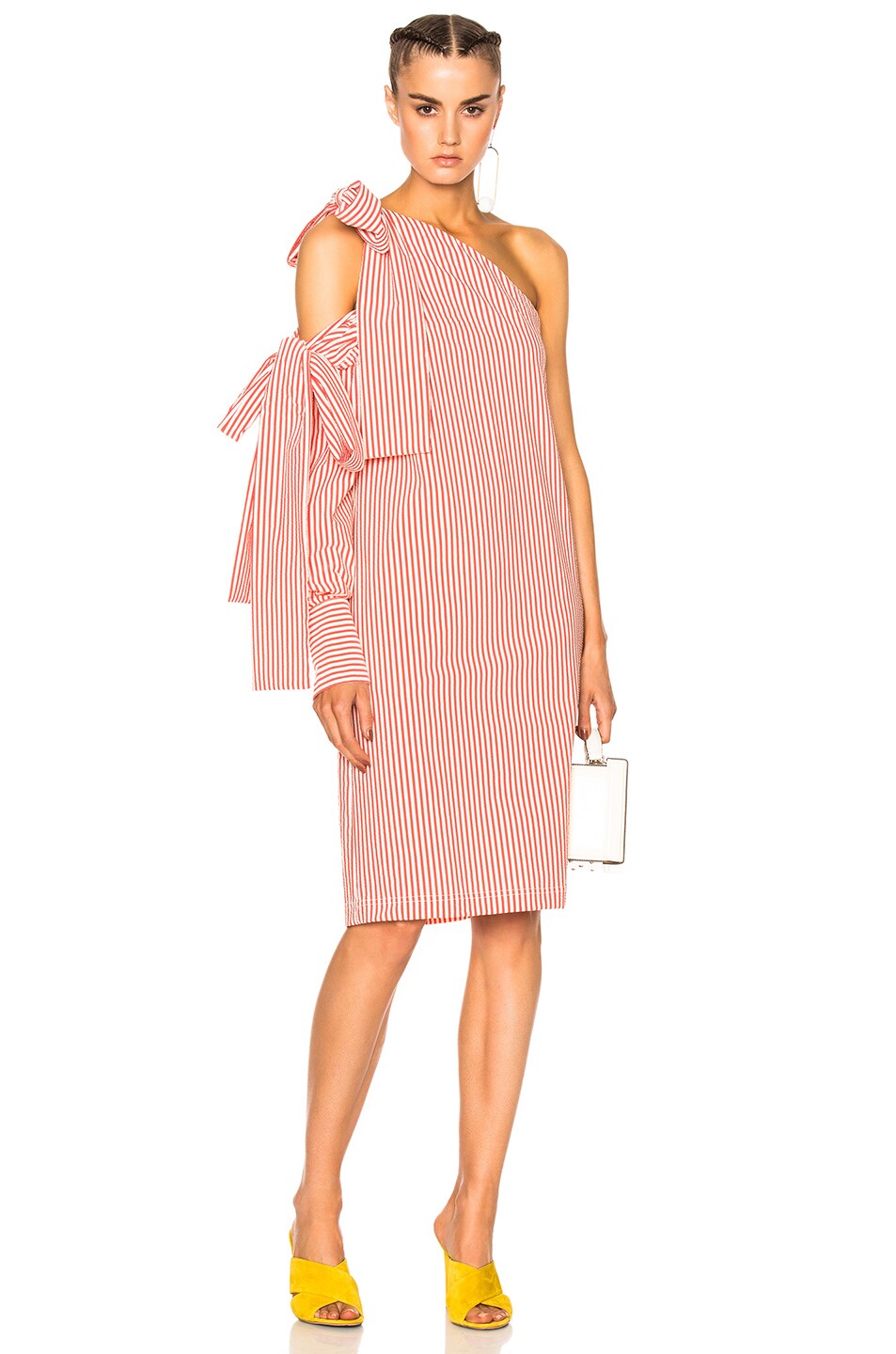 Image 1 of MSGM Bow Pinstripe Dress in Pink
