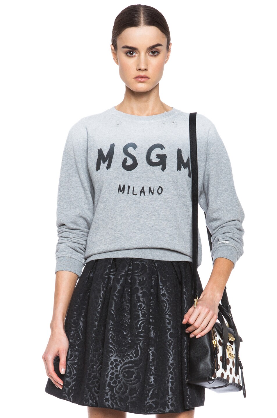 MSGM Cotton Sweatshirt in Grey | FWRD