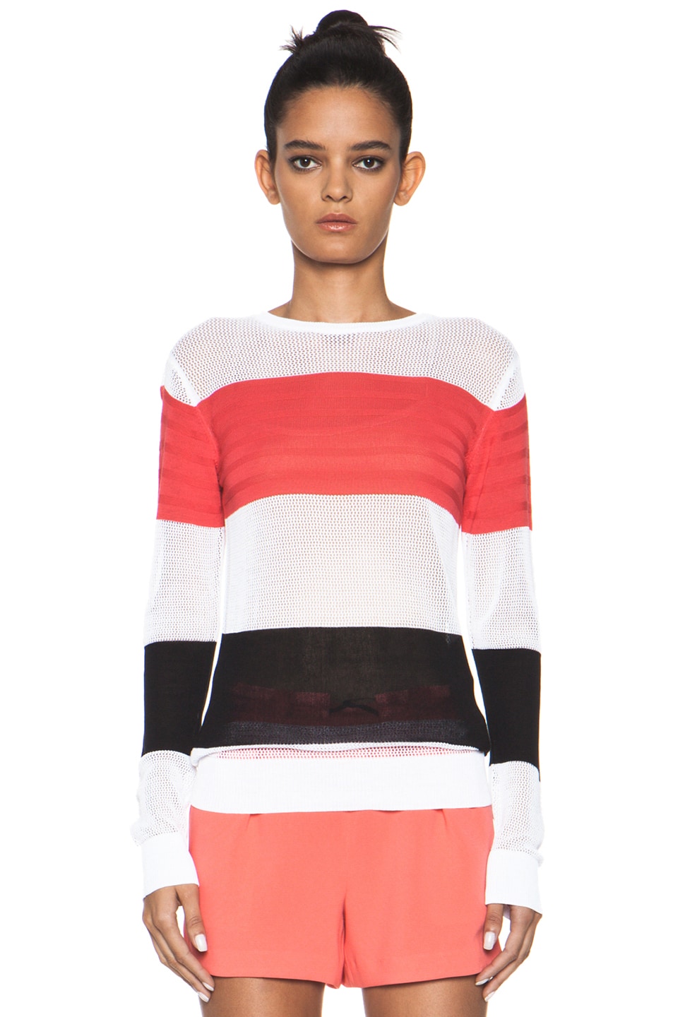 Image 1 of MSGM Striped Sweater in Neon Pink Multi