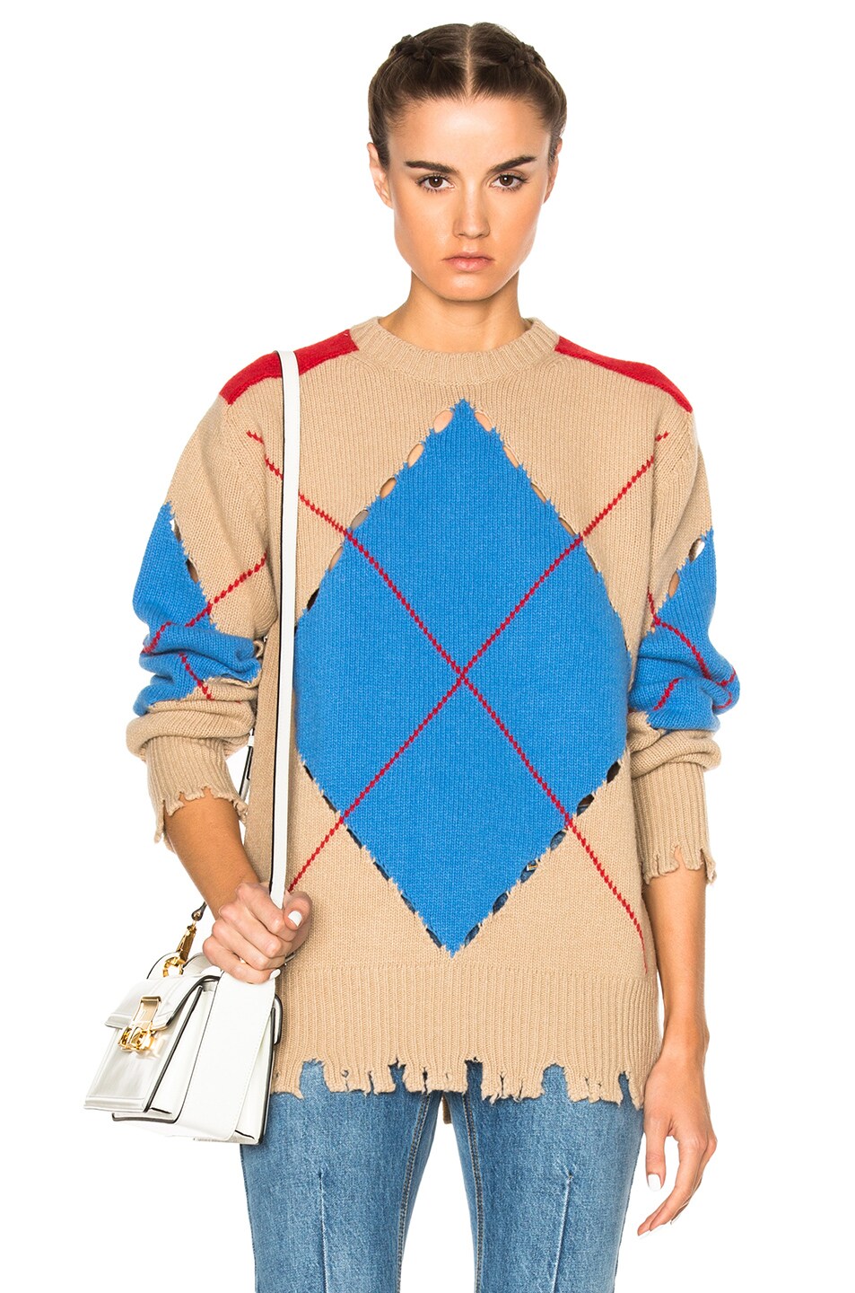 Image 1 of MSGM Shredded Sweater in Camel Multi
