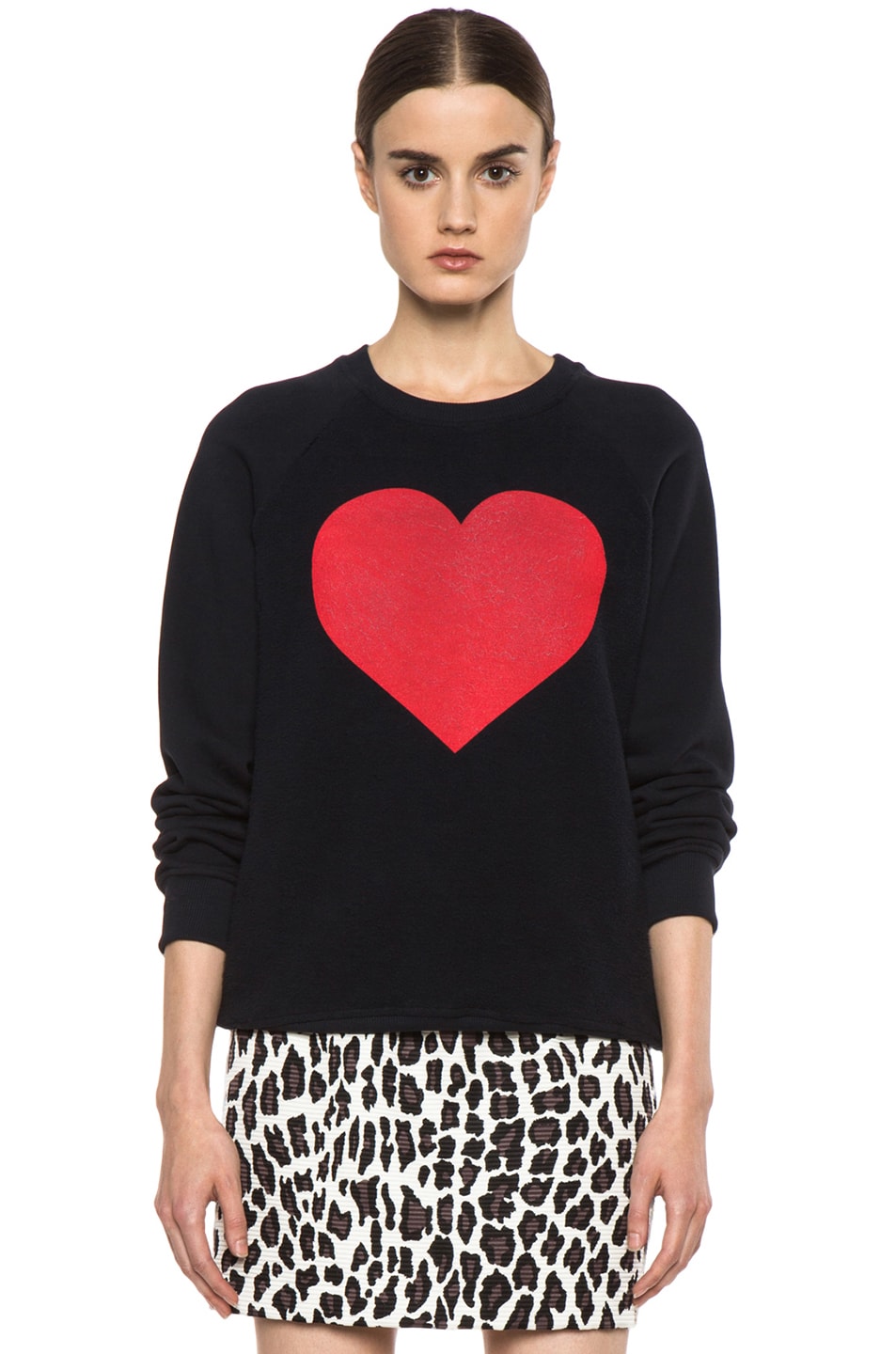 MSGM Heart Cotton Sweater in Navy | FWRD