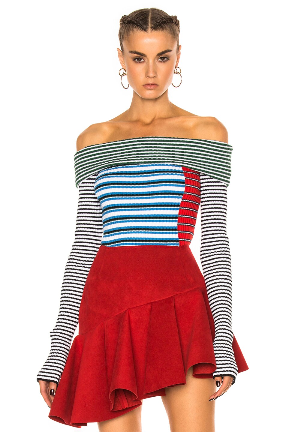 Image 1 of MSGM Off The Shoulder Sweater in Multi