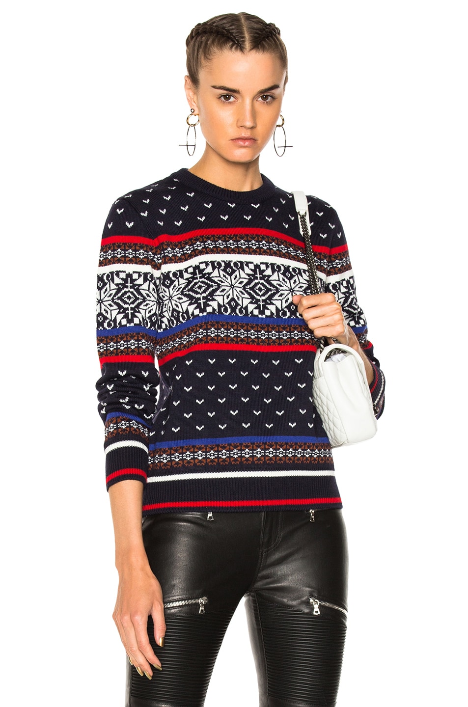 Image 1 of MSGM Jacquard Knit Sweater in Blue