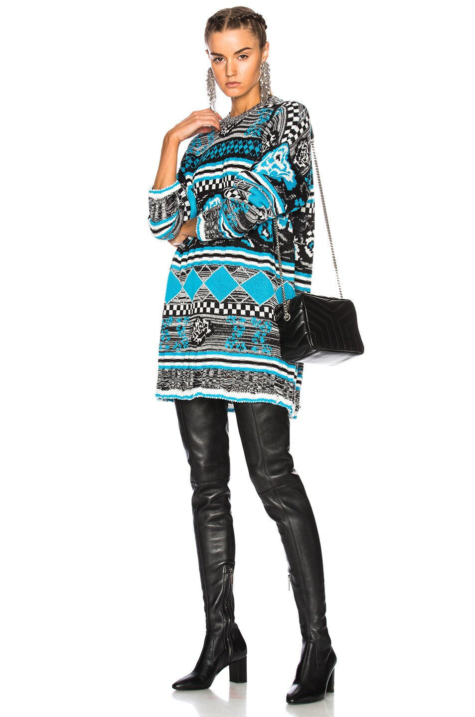 Image 1 of MSGM Oversized Sweater in Turquoise