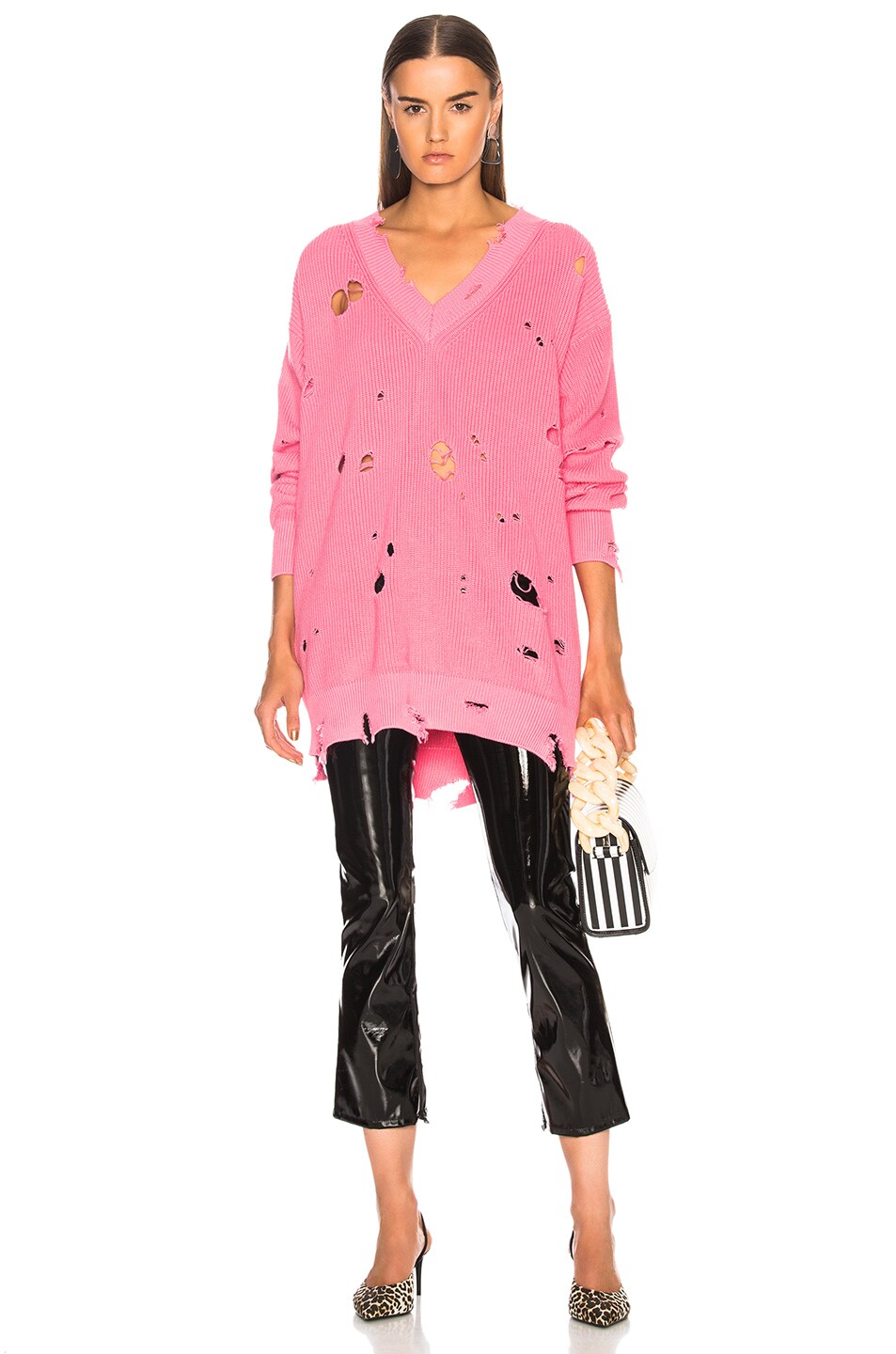 Image 1 of MSGM Distressed Sweater in Pink
