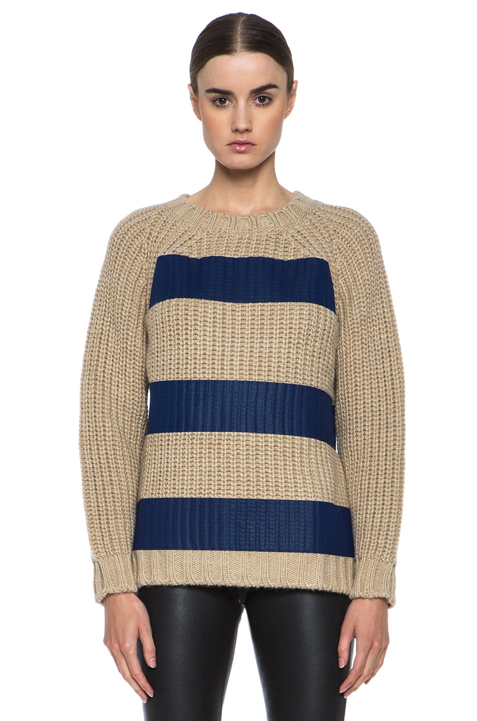 Image 1 of MSGM Taped Knit Sweater with Zip in Blue