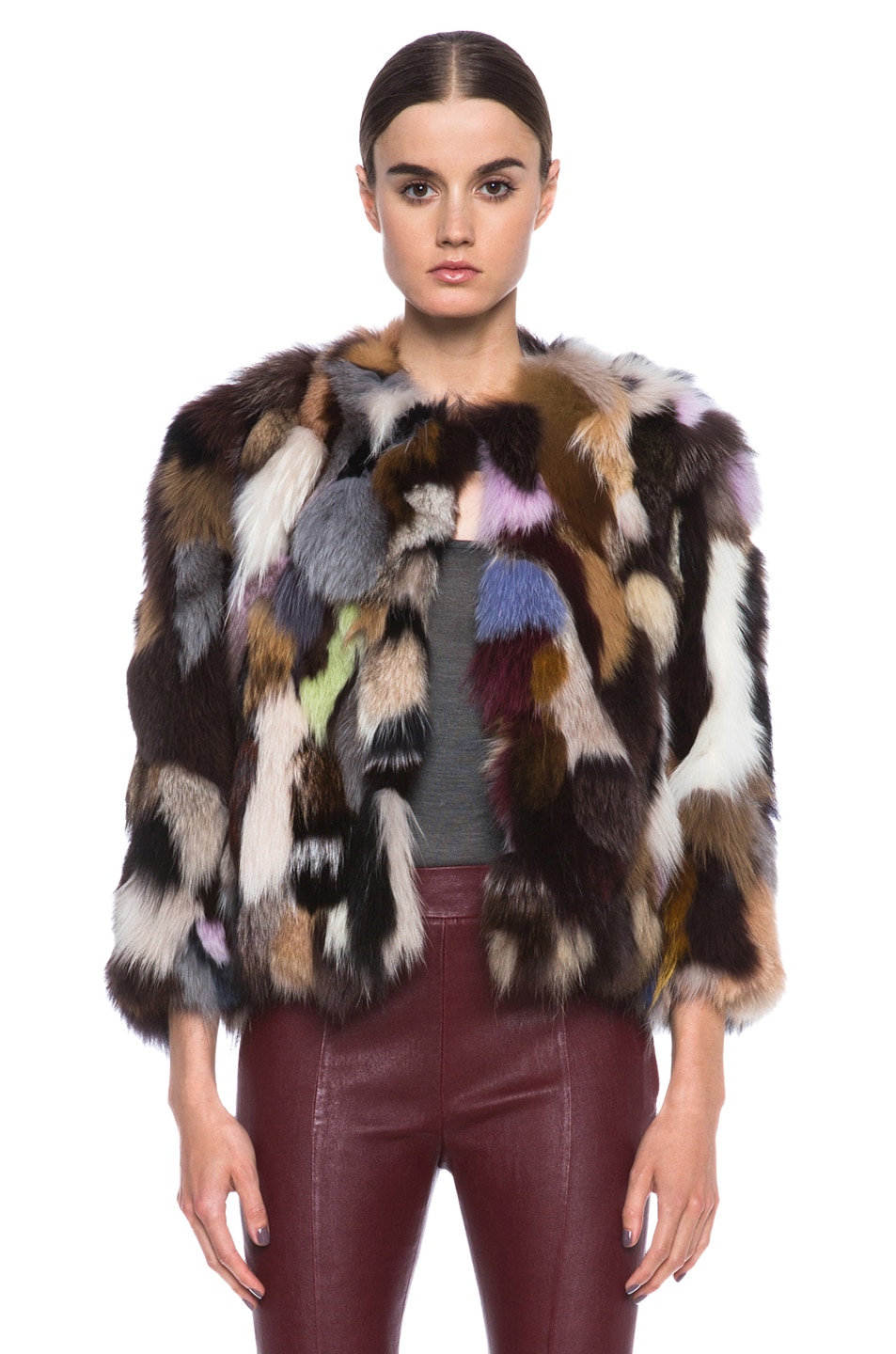 Image 1 of MSGM Patchwork Fox Jacket in Brown Multi