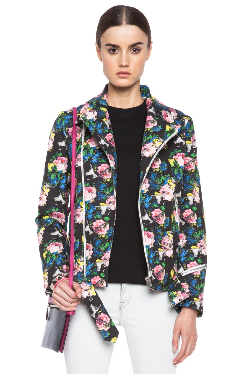 Image 1 of MSGM Floral Cotton Moto in Black