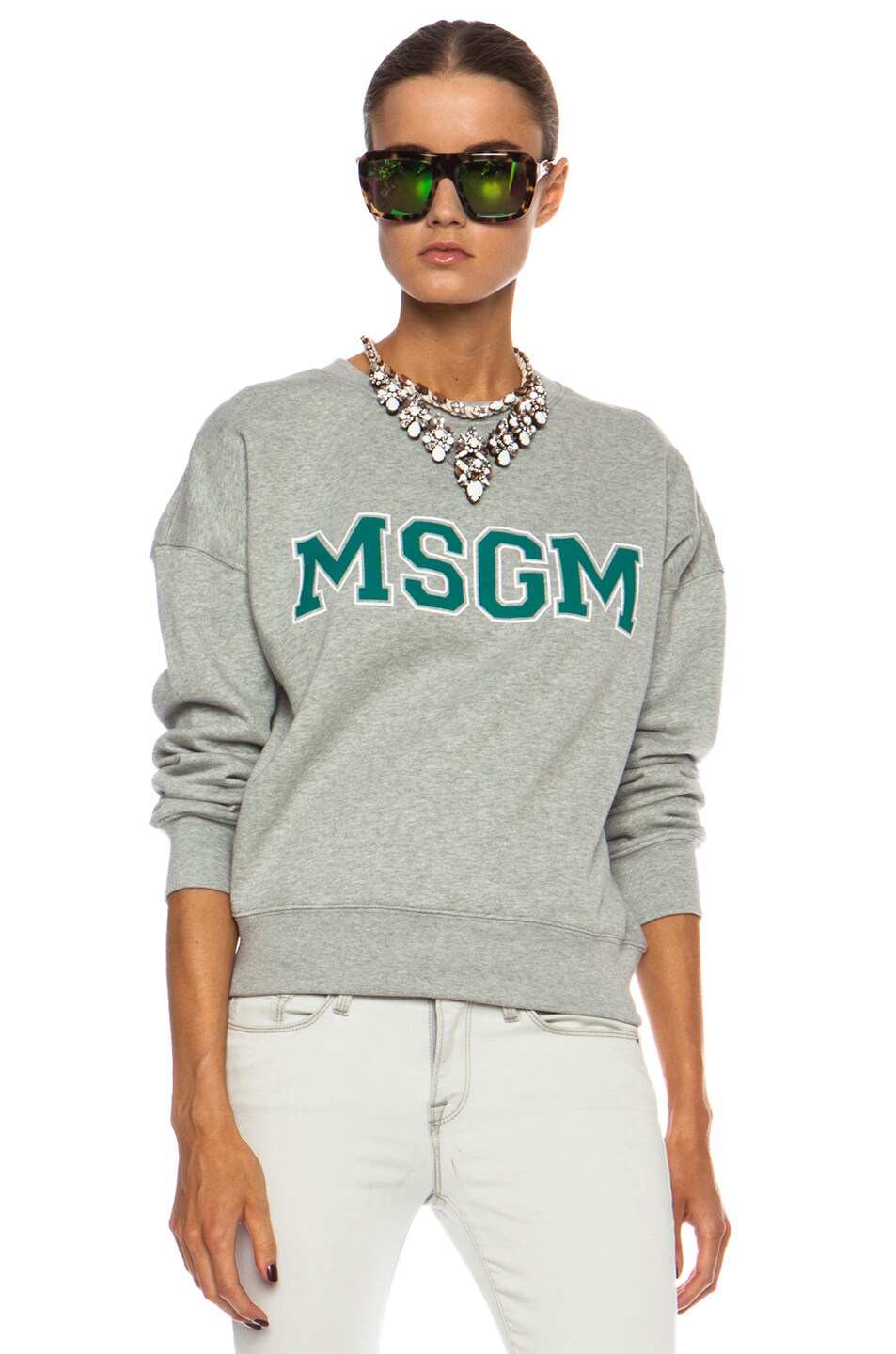 Image 1 of MSGM Logo Cotton Sweatshirt in Pink