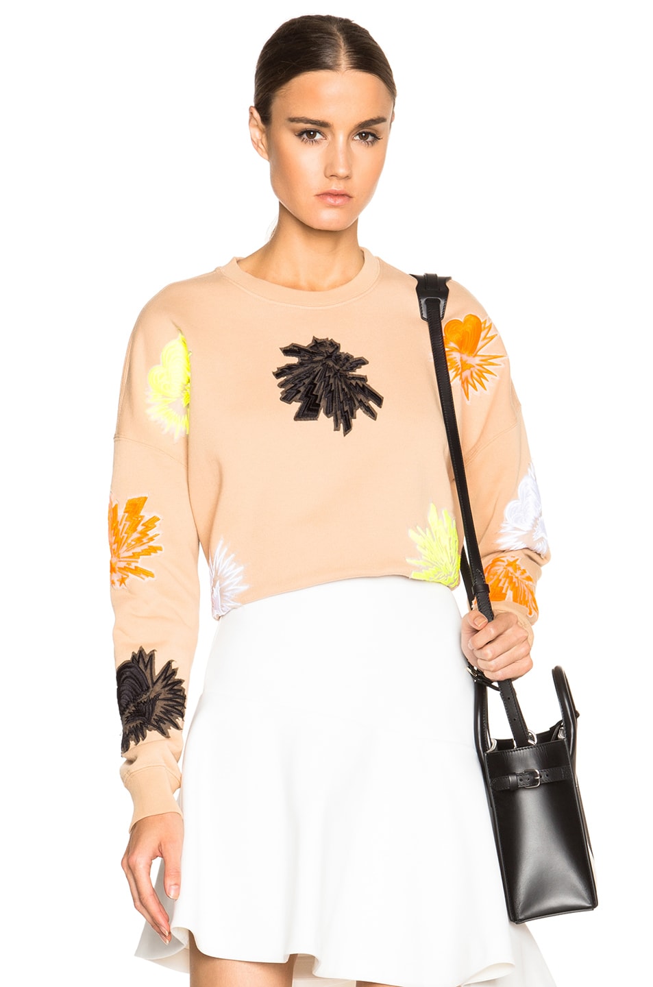 Image 1 of MSGM Fleece Sweatshirt with Explosion Patches in Beige