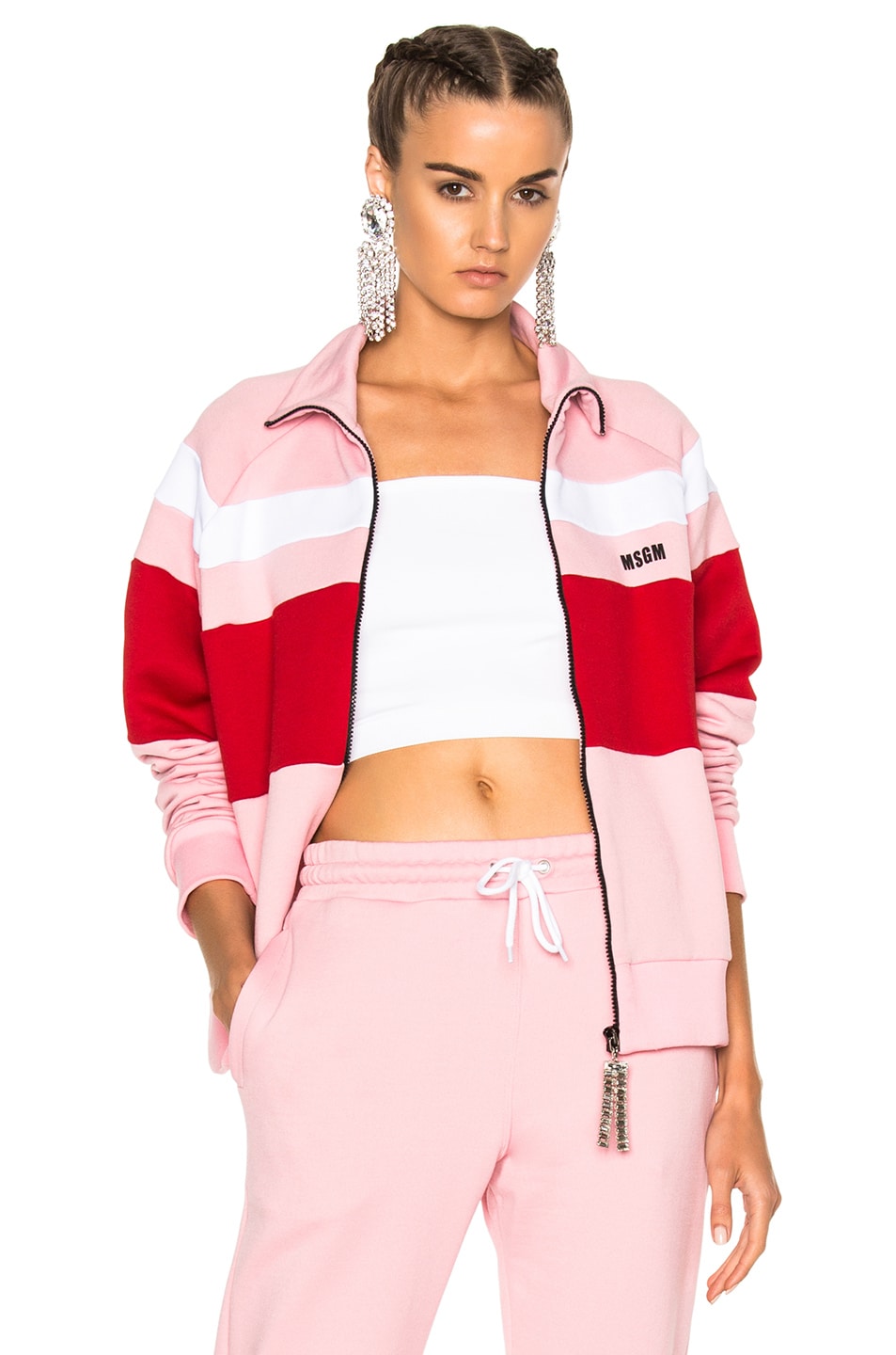 Image 1 of MSGM Track Jacket in Contrast Red & White