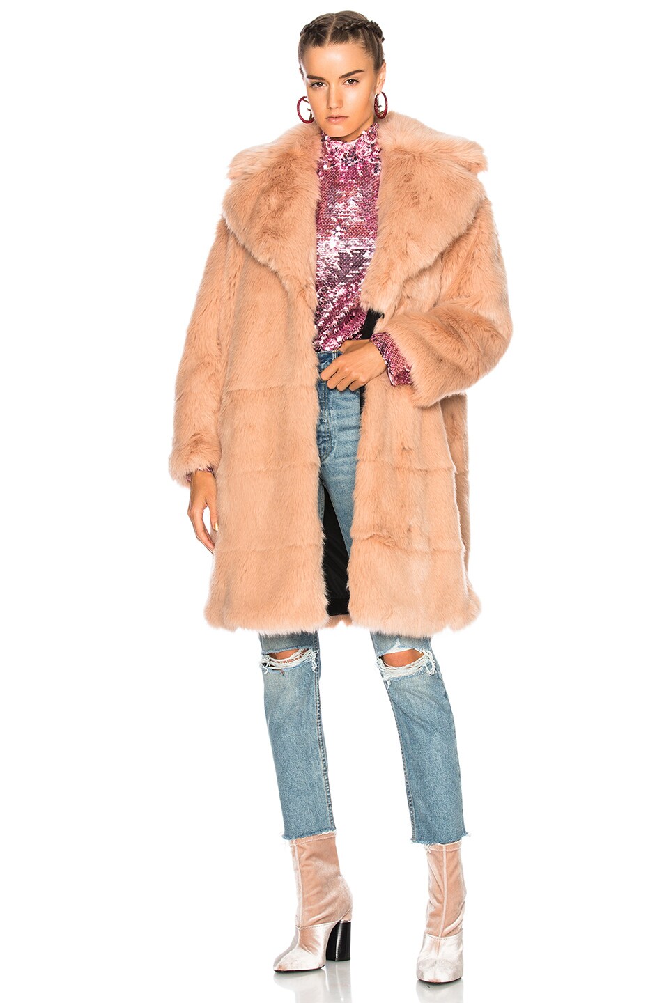 Image 1 of MSGM Faux Fur Coat in Pink