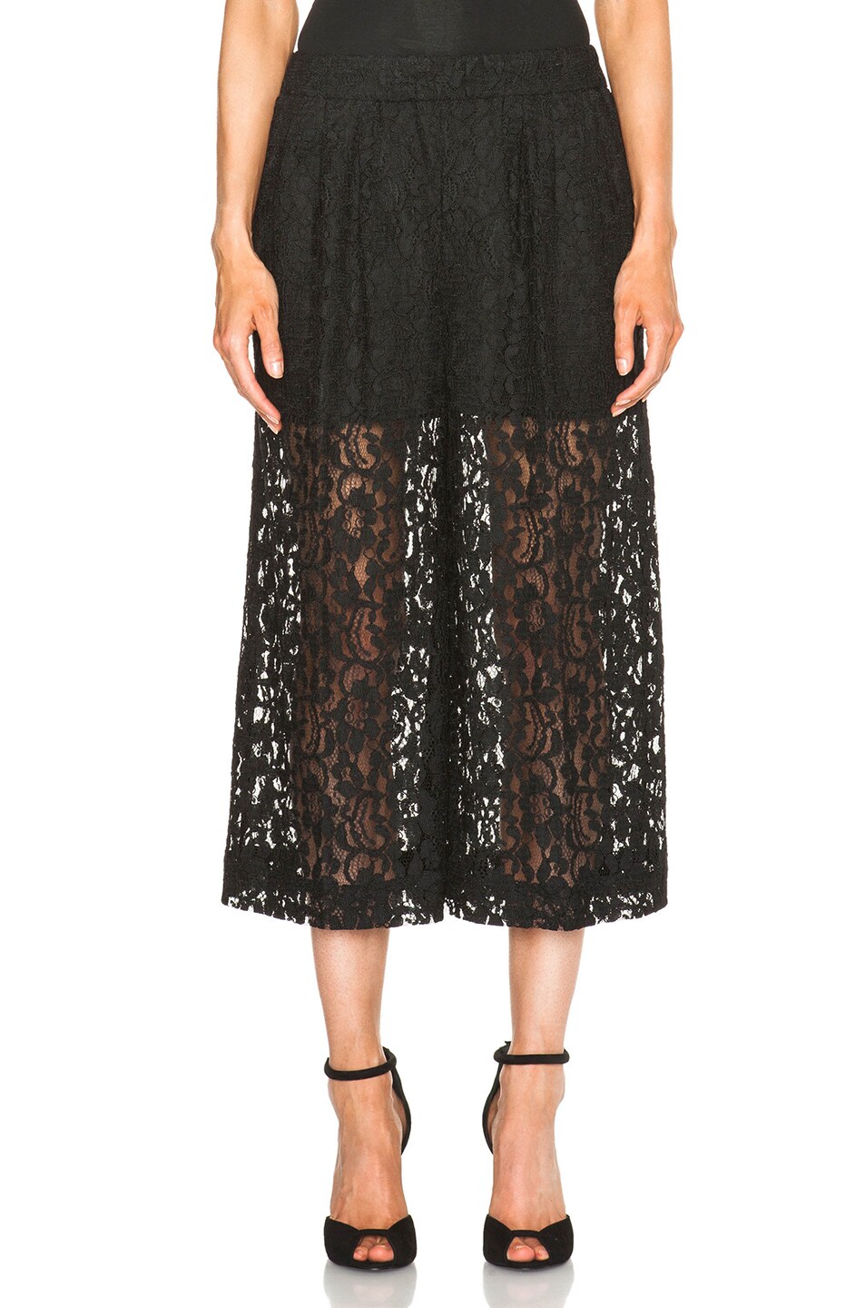 Image 1 of MSGM Cropped Lace Pants in Black