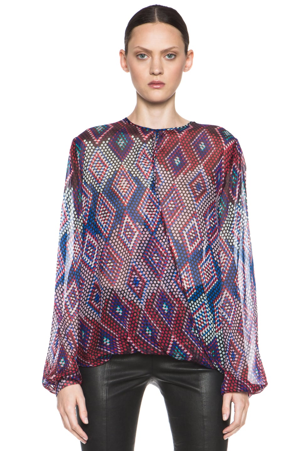 Image 1 of MSGM Chiffon Printed Top in Blue