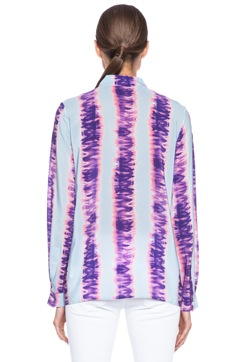 MSGM Tie Dye Silk Blouse in Light Blue FWRD