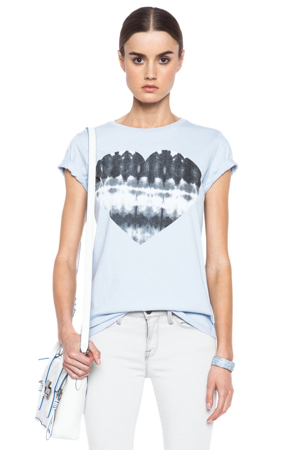 Image 1 of MSGM Heart Cotton Tee in Light Blue