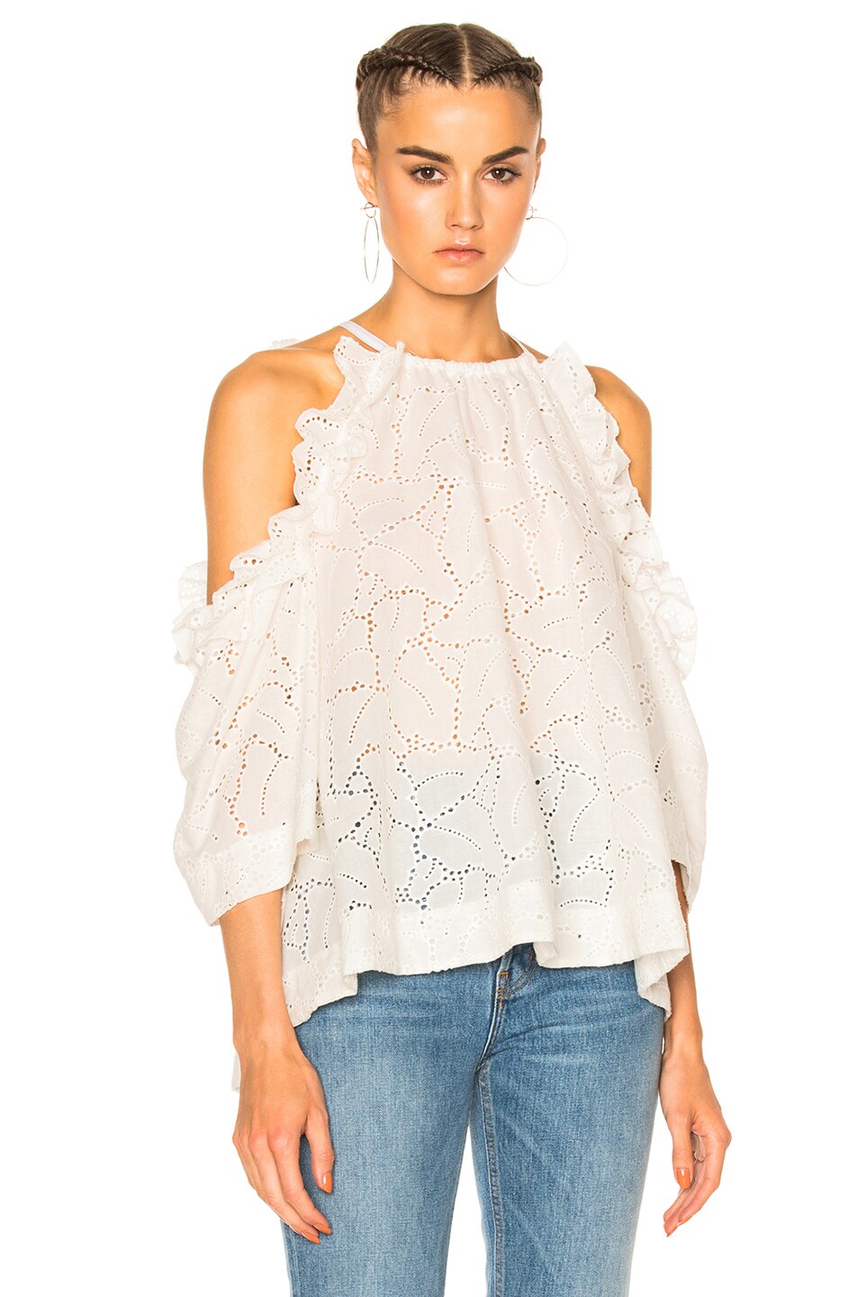 Image 1 of MSGM Cold Shoulder Top in White