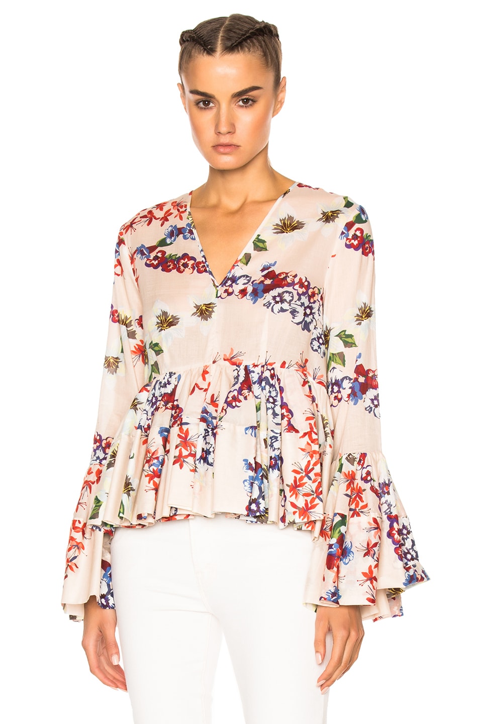 Image 1 of MSGM Printed Long Sleeve Top in Ivory