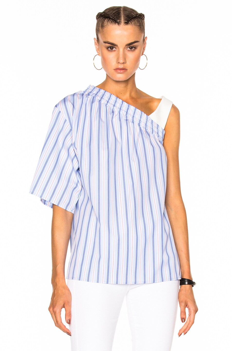 Image 1 of MSGM One Shoulder Top in Blue