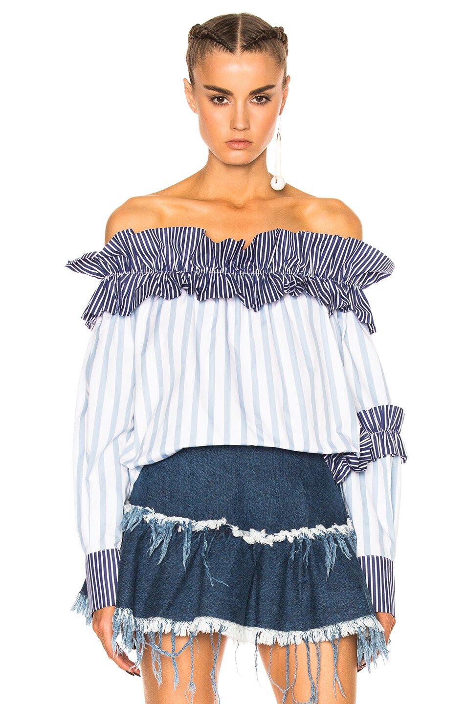 Image 1 of MSGM Off The Shoulder Top in Blue