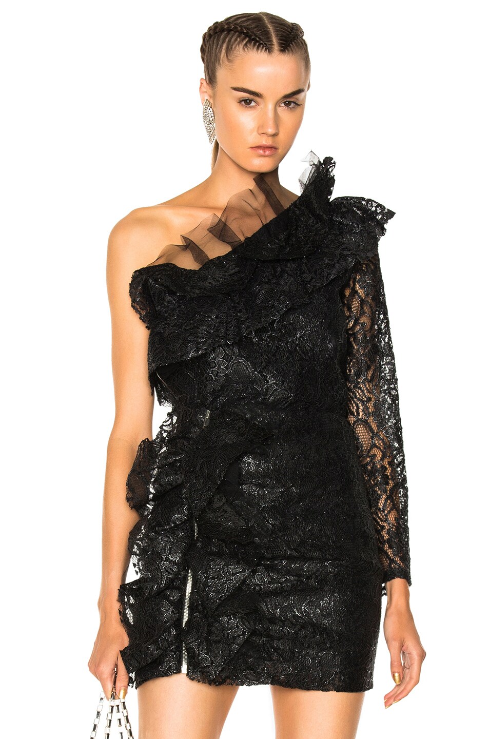 Image 1 of MSGM Rebrode Plated Lace Top in Black