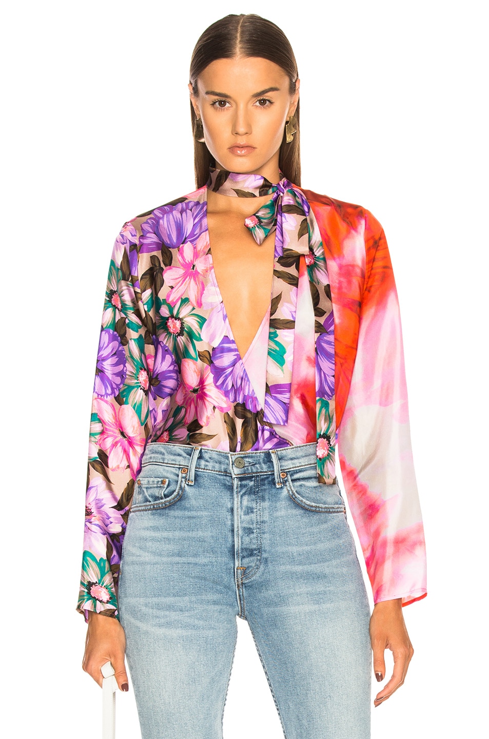 Image 1 of MSGM Printed Habotai Top in Multicolor