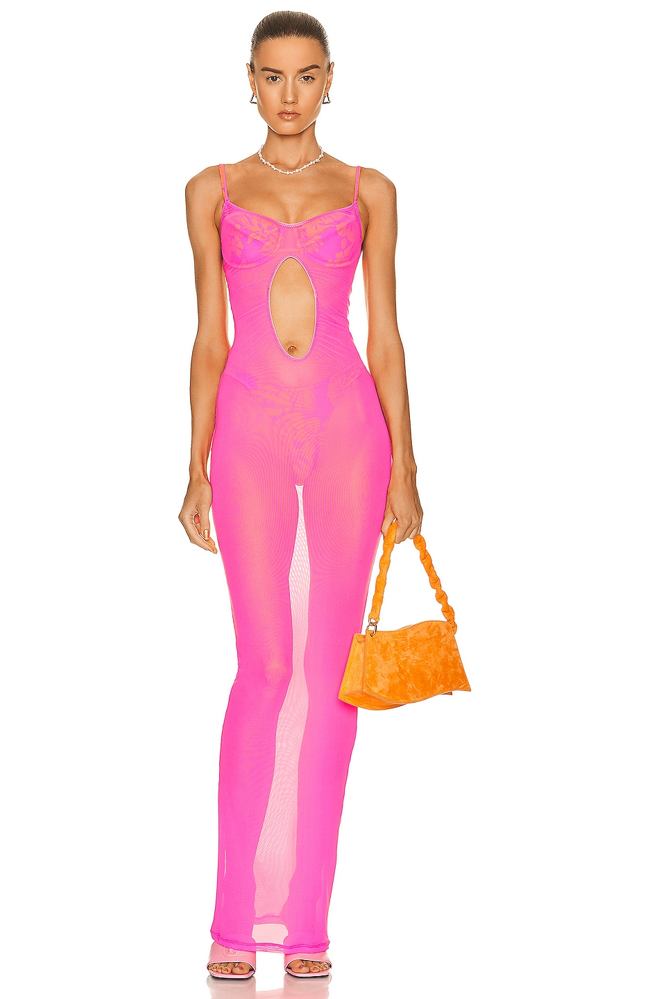 Image 1 of Melissa Simone Mesh Maxi Dress in Pink