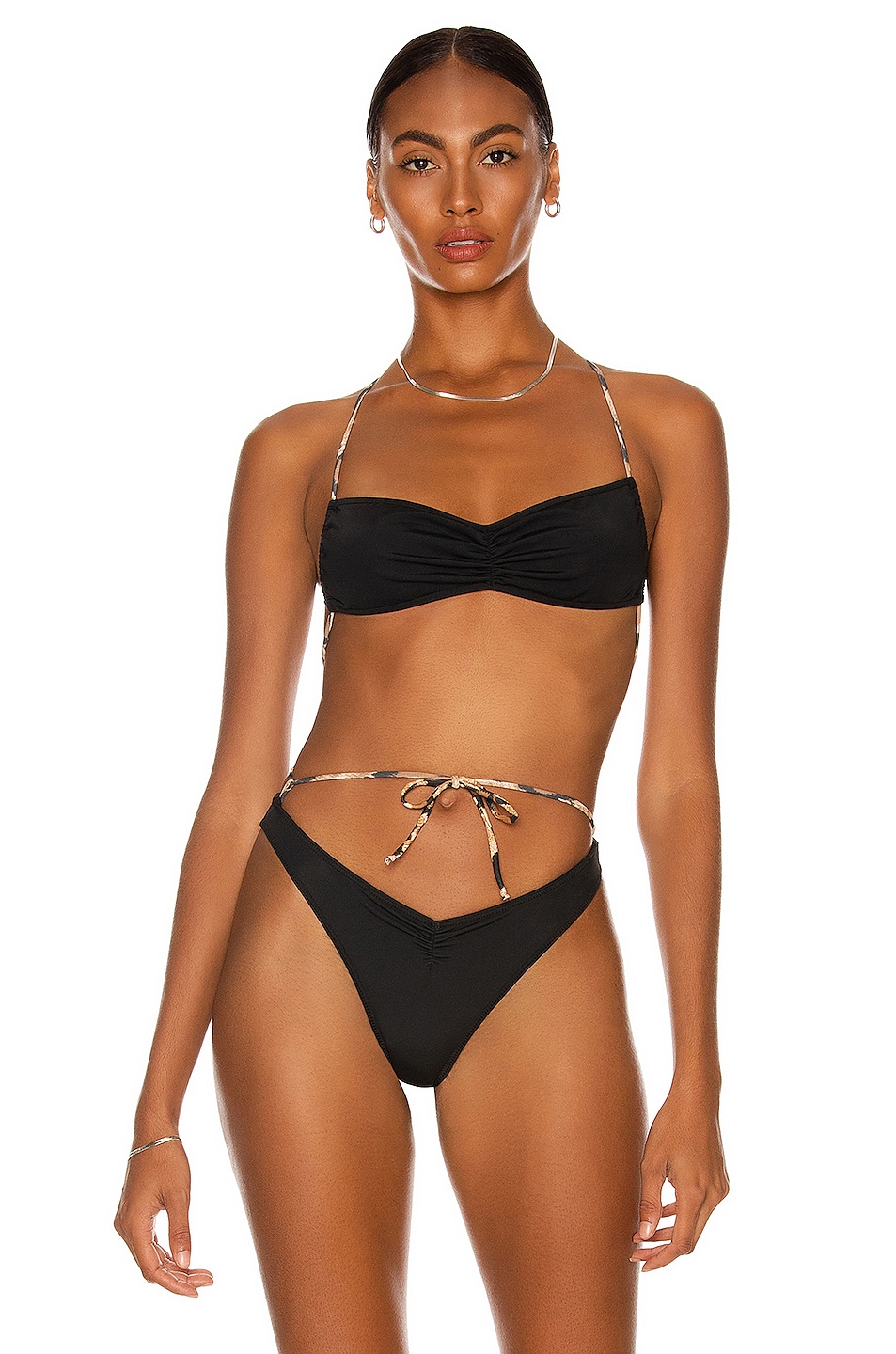Image 1 of Melissa Simone Christine Ruched Bandeau Top in Black