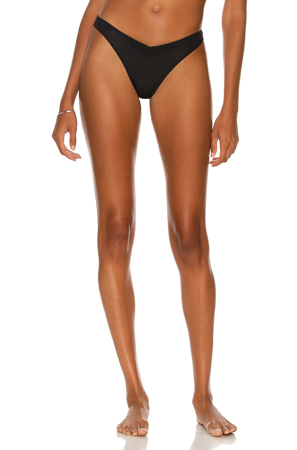 Image 1 of Melissa Simone Christine Ruched Bikini Bottom in Black