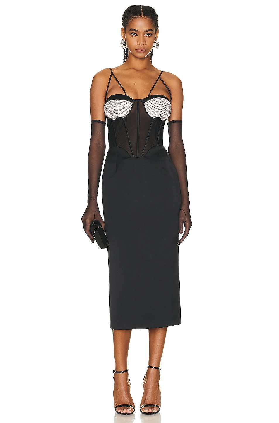 Image 1 of MARIANNA SENCHINA Bustier Midi Dress in Black