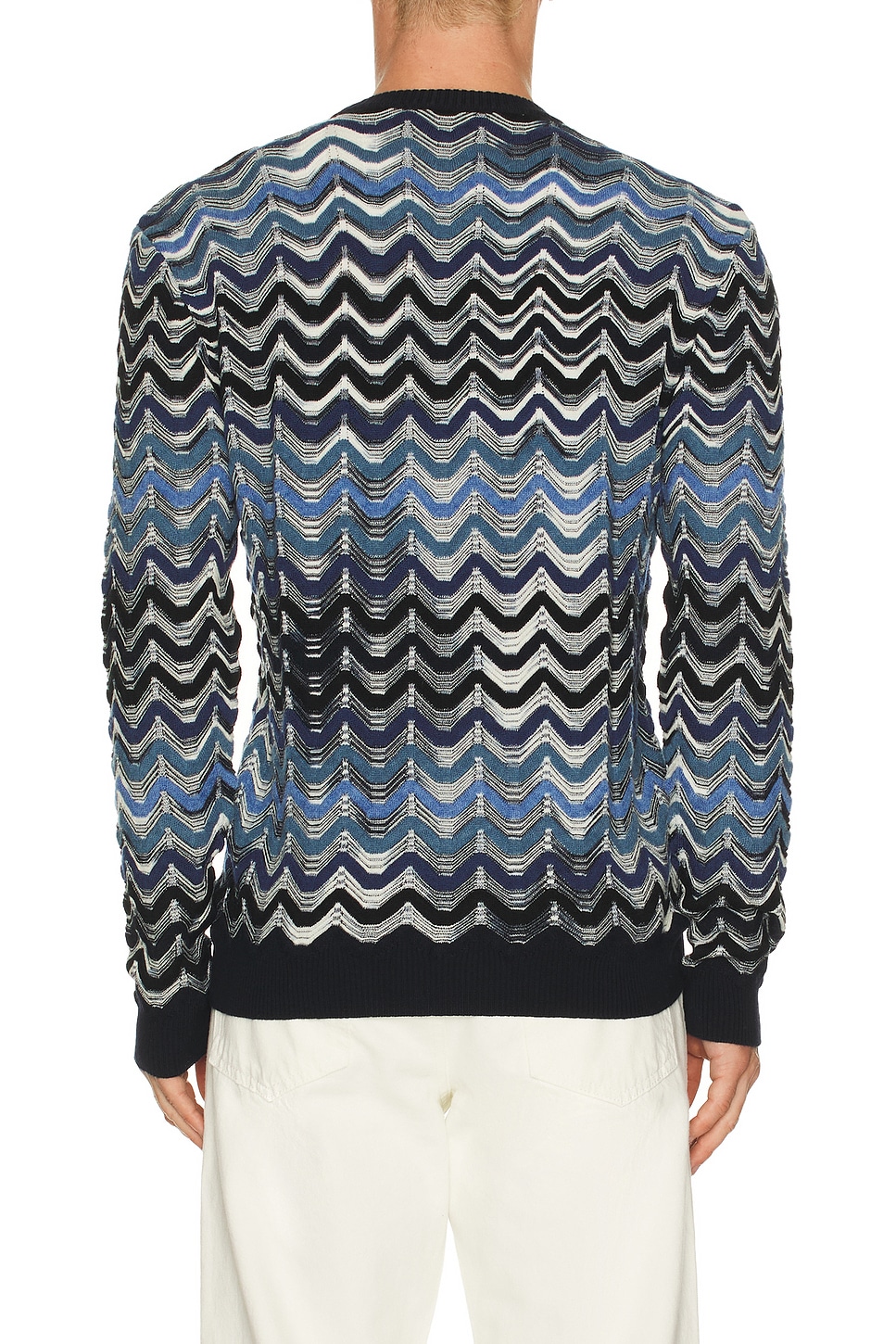 Missoni Crew Neck Sweater With Geometric Zigzag Pattern In Multi