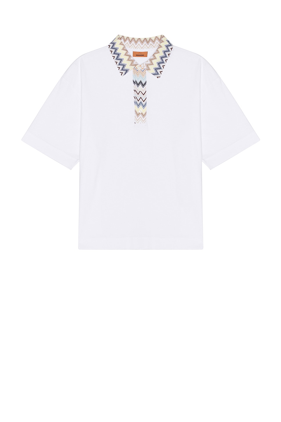 Image 1 of Missoni Short Sleeve Polo in White & Beige