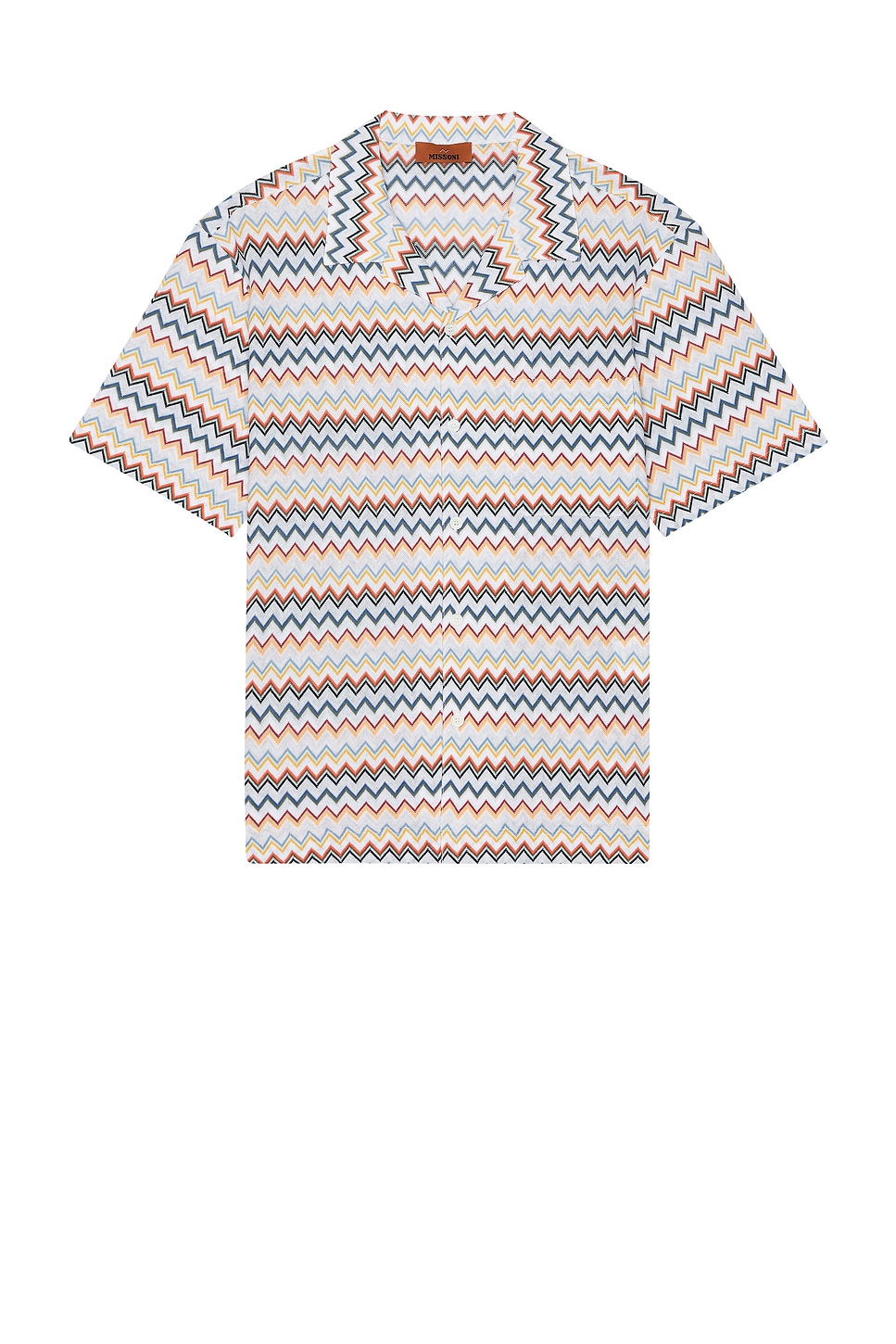 Image 1 of Missoni Short Sleeve Shirt in White & Orange