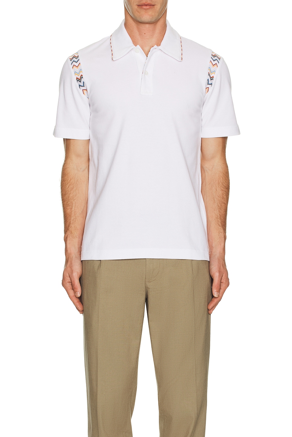 Image 1 of Missoni Short Sleeve Polo in White